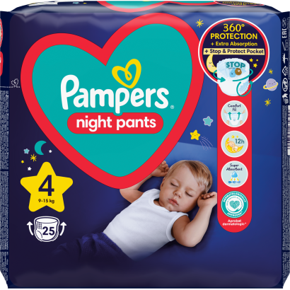 Pampers Night Pants Éjszakai Bugyipelenka, Méret: 4, 25 db, 9kg-15kg