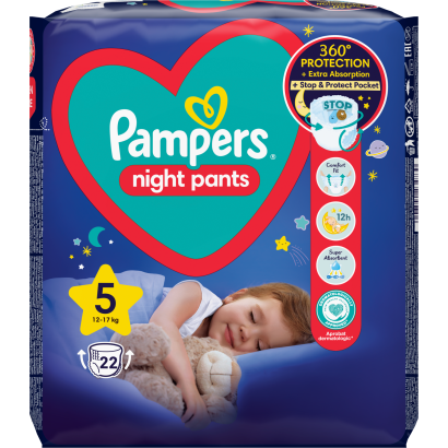 Pampers Night Pants Éjszakai Bugyipelenka, Méret: 5, 22 db, 11kg-17kg