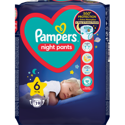 Pampers Night Pants Éjszakai Bugyipelenka, Méret: 6, 19 db, 13kg+
