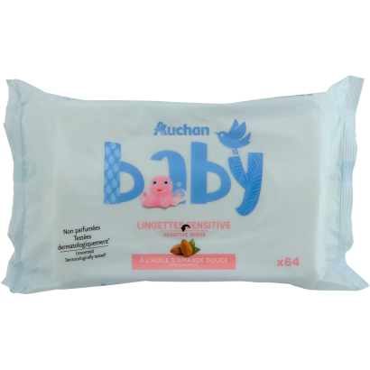 Auchan baba törlőkendó sensitive 64 lap
