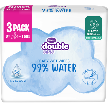Violeta Double Care popsitörlő 99% víztartalommal 3×56 db