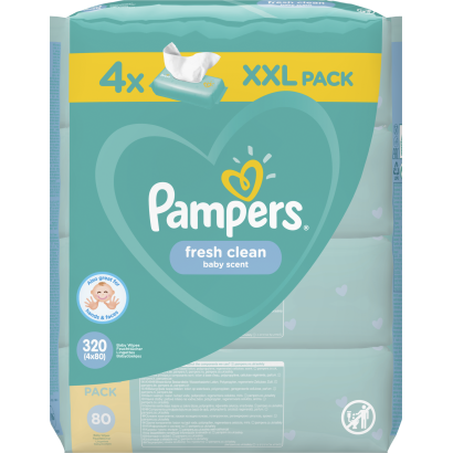 Pampers Fresh Clean Nedves Törlőkendő, 4 Csomag = 320 db