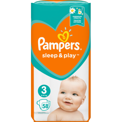 Pampers Sleep&Play 3-as Méret, 58 db Pelenka, 6kg - 10kg