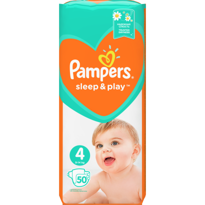 Pampers Sleep&Play, 4-as Méret, 50 db Pelenka, 9–14 kg
