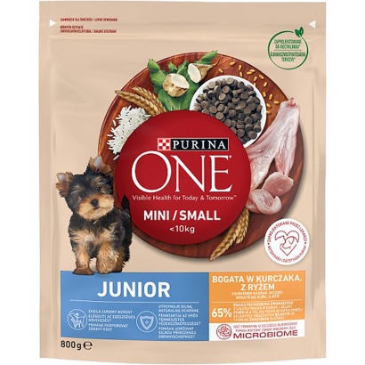 Purina One Junior teljes értékű állateledel kölyökkutyák számára csirkében gazdag, rizzsel 800 g