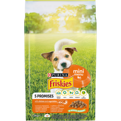 Purina Friskies Mini Menu csirkével és zöldségekkel száraz kutyaeledel 1,5 kg