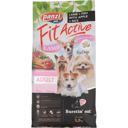 Panzi Fit Active Hypoallergenic Toy Dogs bárány + alma szárazeledel felnőtt kutyák számára 1,5 kg