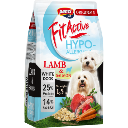 Panzi Fit Active teljesértékű szárazeledel fehér szőrű felnőtt kutyák számára 1,5 kg