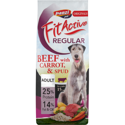 Panzi Fit Active Regular Adult teljes értékű eledel felnőtt kutyák részére marhával 15 kg