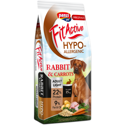 Panzi Fit Active Adult Light Hypoallergenic nyúl teljesértékű eledel felnőtt kutyák részére 15 kg