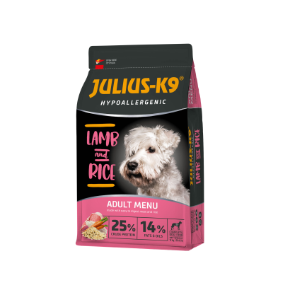 Julius-K9 Hypoallergenic teljes értékű szárazeledel allergiás kutyáknak báránnyal és rizzsel 12 kg
