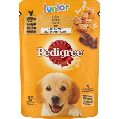 Pedigree Junior teljes értékű nedves eledel kölyökkutyák számára csirkével aszpikban 100 g