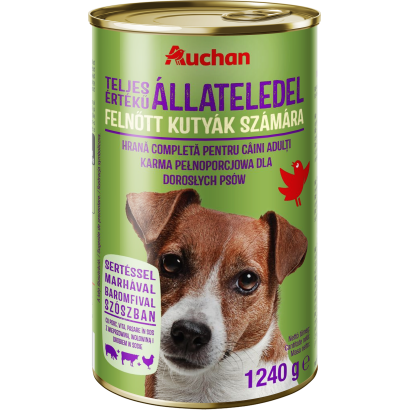 Auchan Nedves kutyaeledel 3-féle hússal 1240g