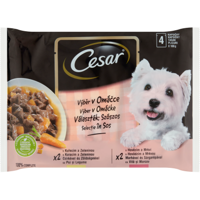 Cesar szószos teljes értékű nedves eledel felnőtt kutyák részére 4 x 100 g (400 g)