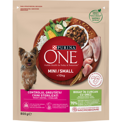 Purina One Mini teljes értékű állateledel felnőtt kutyák számára pulykában gazdag, rizzsel 800 g