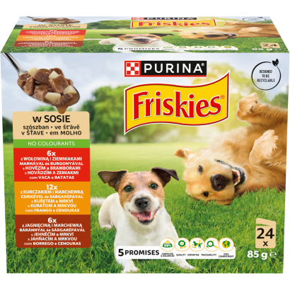 Purina Friskies szószos válogatás nedves kutyaeledel 24 x 85 g (2040 g)