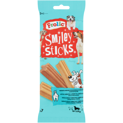 Frolic Smiley Sticks csirke és marha ízesítésű kiegészítő eledel 4 hónapnál idősebb kutyáknak 175 g