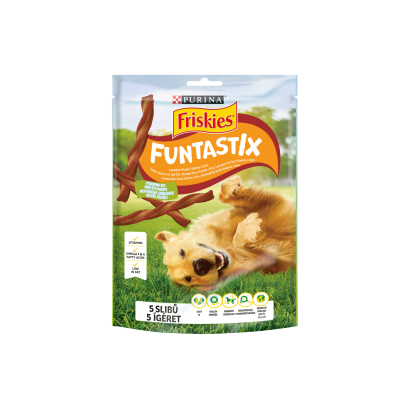 Purina Friskies Funtastix ízletes bacon és sajt ízesítésű kutya jutalomfalat 175 g
