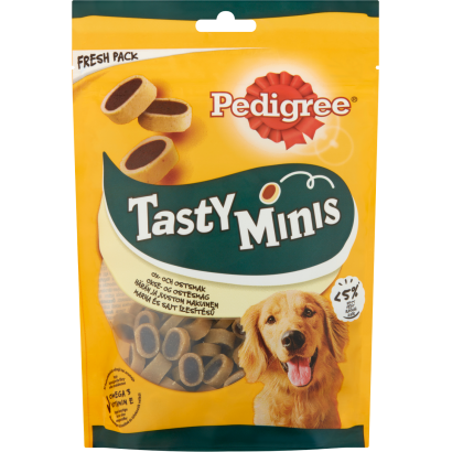 Pedigree Tasty Minis marha és sajt ízesítésű kiegészítő állateledel felnőtt kutyák számára 140 g
