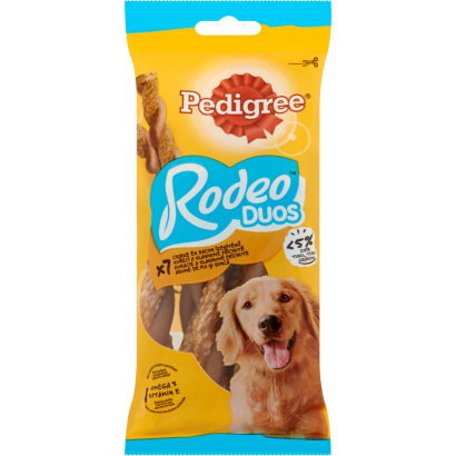 Pedigree Rodeo Duos csirke és bacon ízű kiegészítő állateledel felnőtt kutyák számára 7 db 123 g