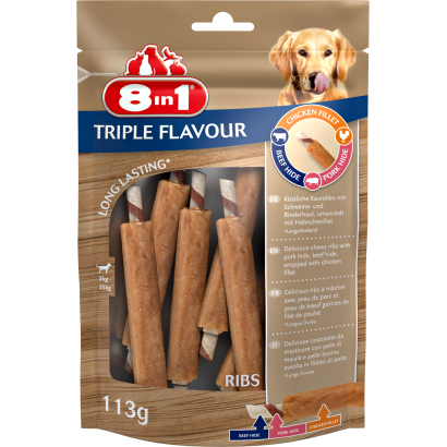 8in1 TRIPLE FLAVOUR jutalomfalat kutyáknak ribs 6 db