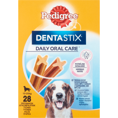 Pedigree DentaStix kiegészítő állateledel 4 hónapnál idősebb kutyák számára 10-25 kg 28 db 720 g