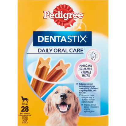 Pedigree DentaStix kiegészítő állateledel 4 hónapnál idősebb kutyák számára 25 kg+ 28 db 1,08 kg