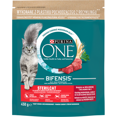 Purina One Sterilcat marhában gazdag száraz macskaeledel 450 g