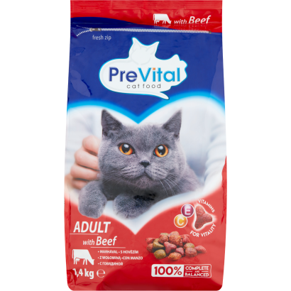 PreVital teljes értékű állateledel felnőtt macskák számára marhával 1,4 kg