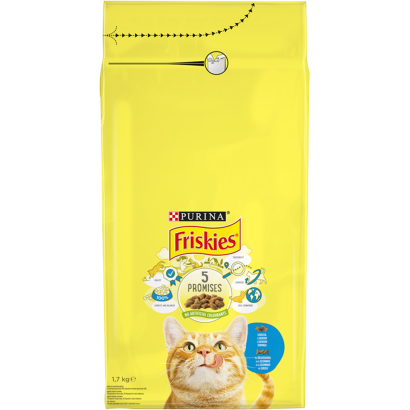 Purina Friskies lazaccal és hozzáadott zöldségekkel száraz macskaeledel 1,7 kg