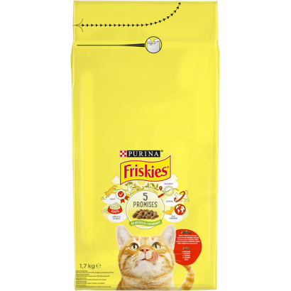 Purina Friskies marhával, csirkével és zöldségekkel száraz macskaeledel 1,7  kg
