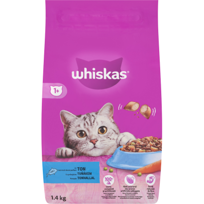 Whiskas 1+ teljes értékű szárazeledel felnőtt macskák számára tonhallal 1,4 kg