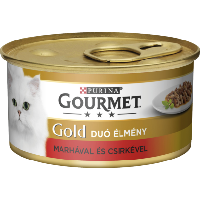 Purina Gourmet Gold Duó Élmény csirkével és marhával nedves macskaeledel 85 g