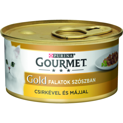 Purina Gourmet Gold falatok szószban csirkével és májjal nedves macskaeledel 85 g