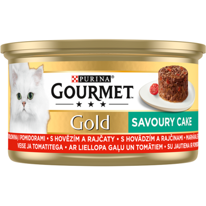 Purina Gourmet Gold Savoury Cake marhával és paradicsommal nedves macskaeledel 85 g