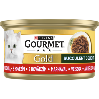 Purina Gourmet Gold Succulent Delights marhával nedves macskaeledel 85 g