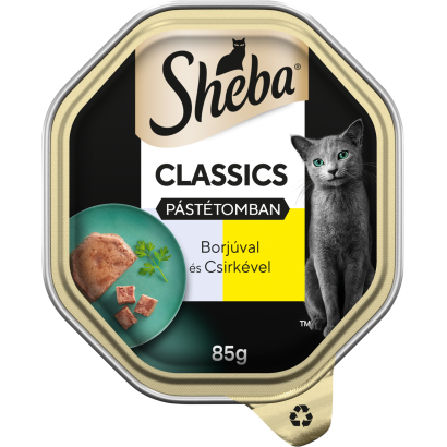 Sheba Classics teljes értékű nedves eledel felnőtt macskáknak borjúval és csirkével 85 g