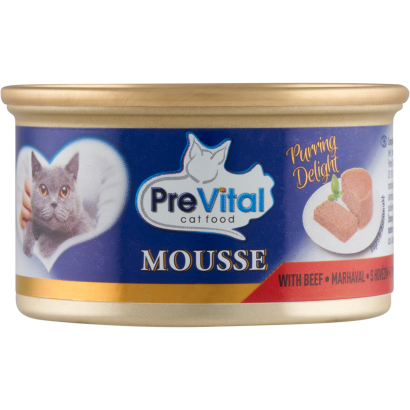 PreVital Mousse teljes értékű állateledel felnőtt macskák számára marhával 85 g