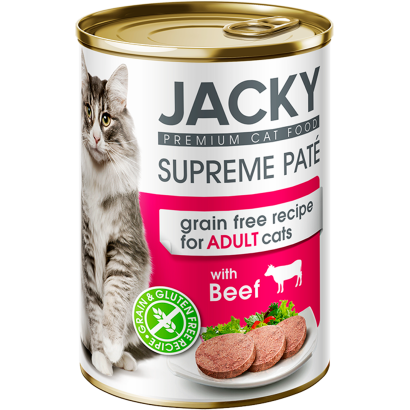 Jacky marhahúsban gazdag pástétom teljes értékű állateledel felnőtt macskák számára 400 g