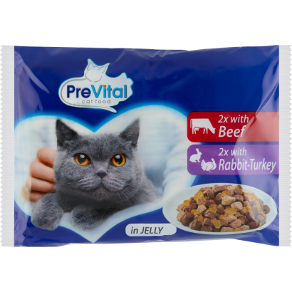 PreVital teljes értékű állateledel felnőtt macskák számára aszpikban 4 x 100 g