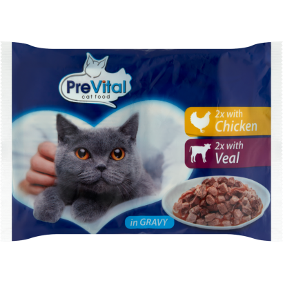 PreVital teljes értékű állateledel felnőtt macskák számára szószban 4 x 100 g