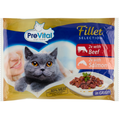 PreVital teljes értékű állateledel felnőtt macskák számára szószban 4 x 85 g