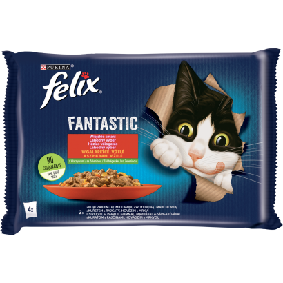 Purina Felix Fantastic csirkével és marhával és zöldséggel aszpikban macskaeledel 4 x 85 g