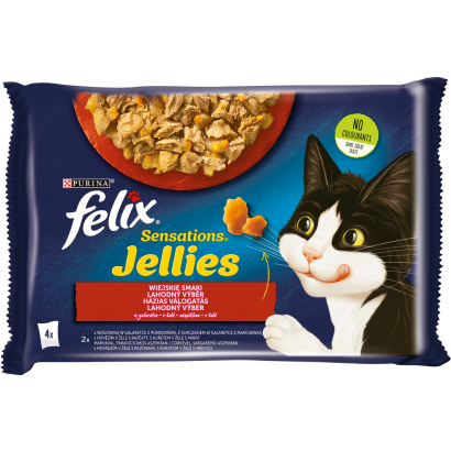 Purina Felix Sensations Jellies házias válogatás aszpikban nedves macskaeledel 4 x 85 g (340 g)