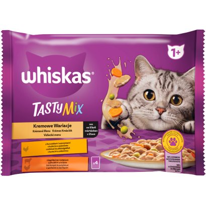 Whiskas 1+ Tasty Mix teljes értékű nedves eledel felnőtt macskáknak 4 x 85 g (340 g)