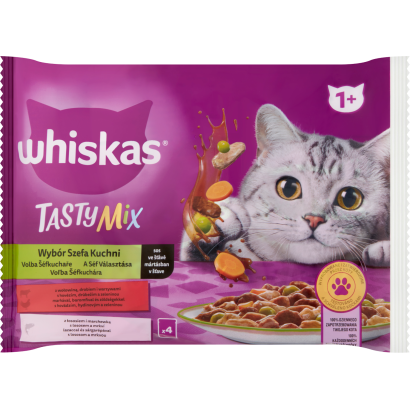 Whiskas 1+ Tasty Mix teljes értékű nedves eledel felnőtt macskáknak 4 x 85 g (340 g)