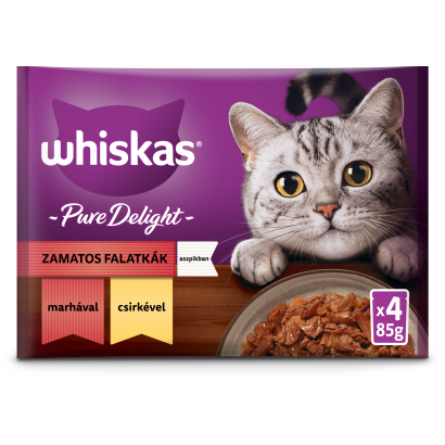 Whiskas Pure Delight teljes értékű nedves eledel felnőtt macskáknak 4 x 85 g (340 g)