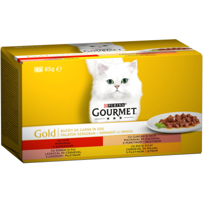 Purina Gourmet Gold falatok szószban nedves macskaeledel 4 x 85 g