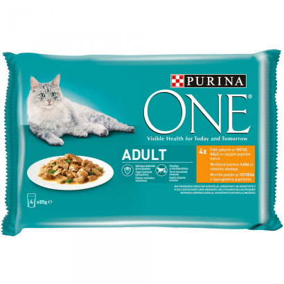 Purina One csirkével és zöldbabbal nedves macskaeledel 4 x 85 g (340 g)