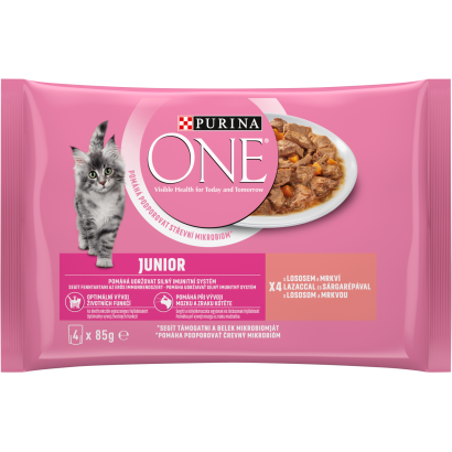 Purina One Junior állateledel 1 és 12 hónapos kor közötti macskák számára lazaccal 4 x 85 g (340 g)